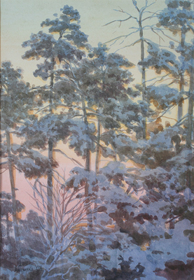 Андрияка Сергей Николаевич. Восход в зимнем лесу 